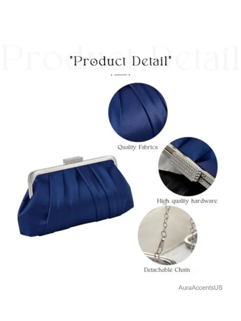 Ruched Pleated Clutch with Metal Chain Dressy Crossbody Evening Bag